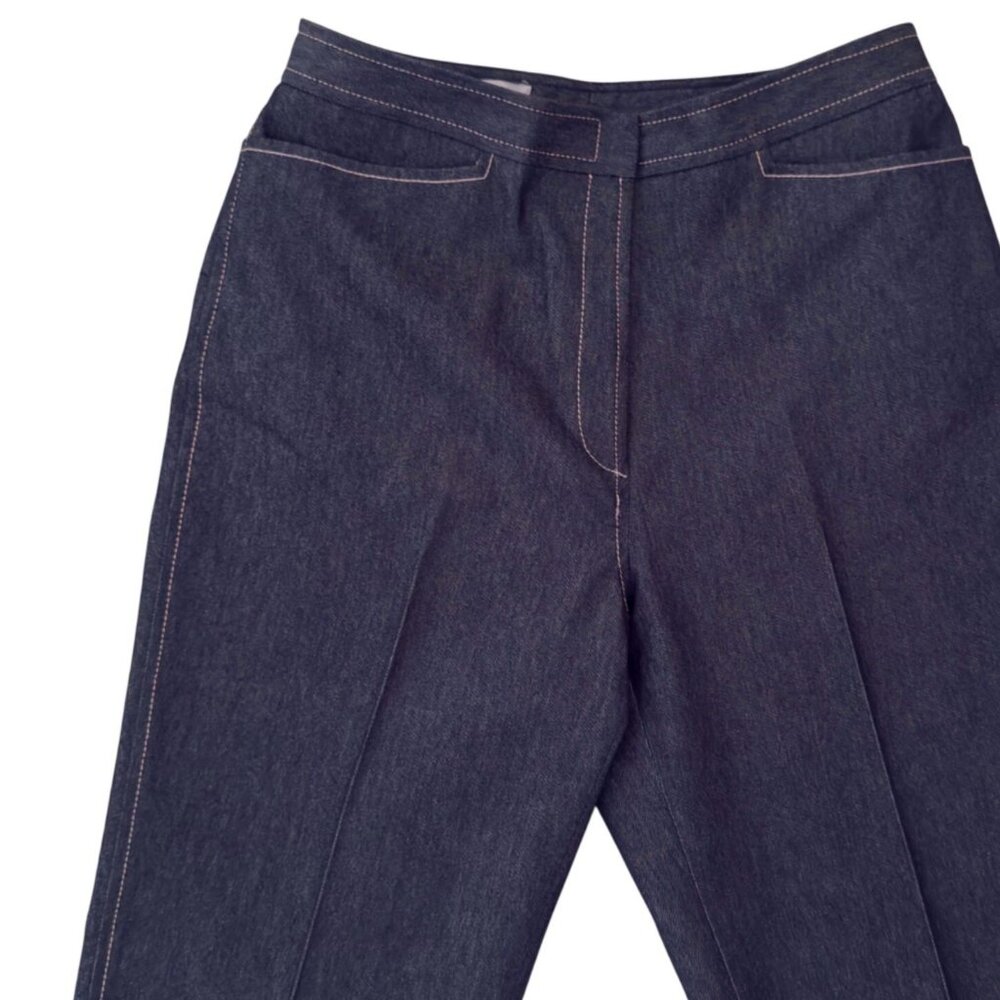 Studio Jax Pants Size 6 Dark Denim Tailored Straight Leg Vintage Y2K Canada Made - Picture 7 of 13